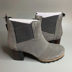 Sorel Addington Chelsea Ankle Boots Block Heel Quarry Suede 9.5